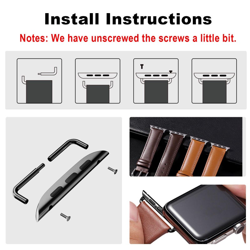 OMECKY Watch Band Connectors Adapter for Apple Watch, Replacement Link Attachment for iWatch Series 11 10 42mm, Series 9 8 7 41mm, Series 6 5 4 SE 40mm, Series 3 2 1 38mm Straps - Image 3